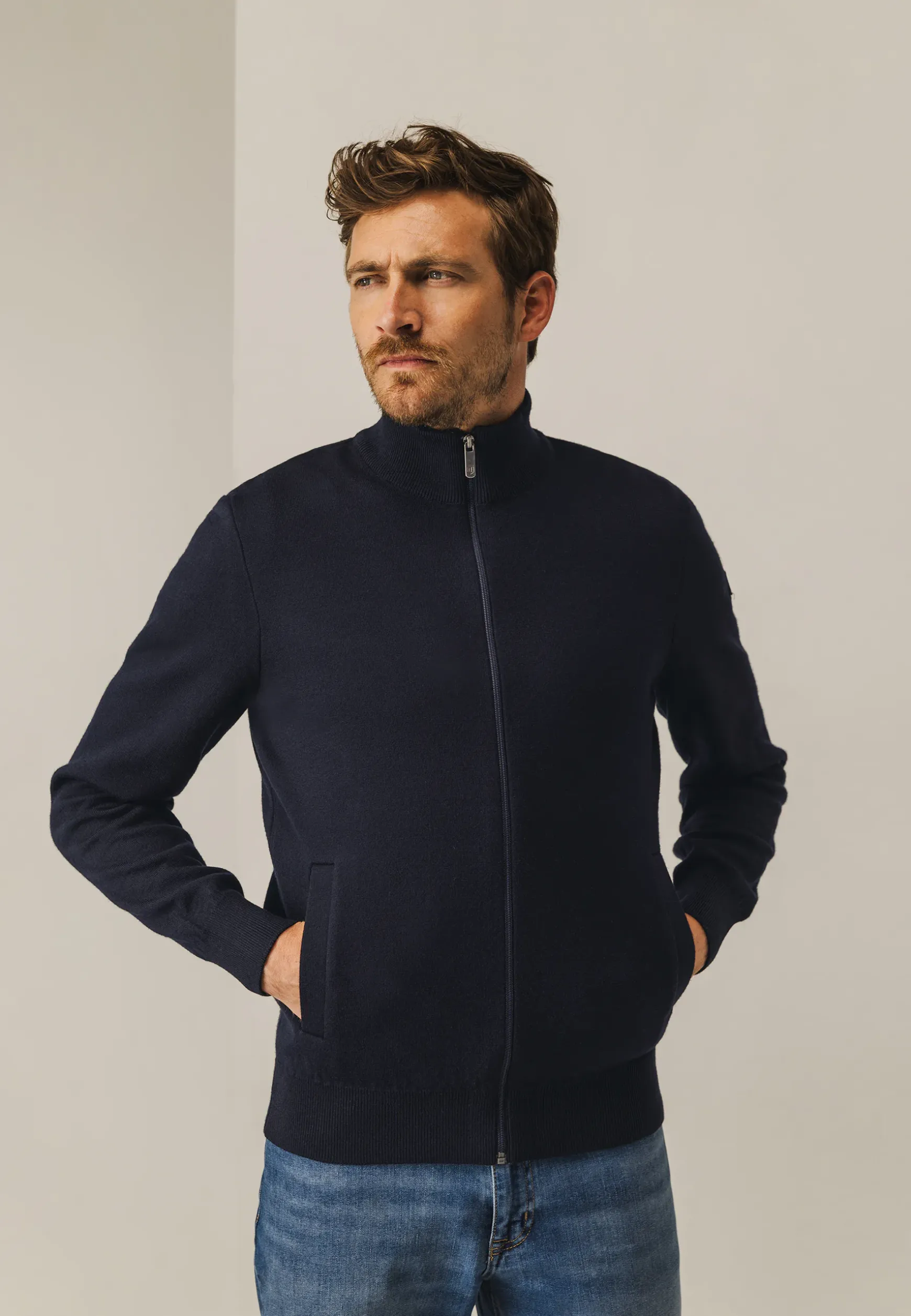 Dubbelgebreid vest met steekzakken