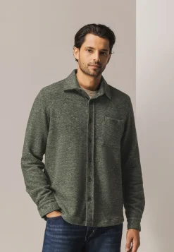 Gemêleerd overshirt met visgraatstructuur
