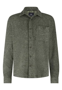 Gemêleerd overshirt met visgraatstructuur