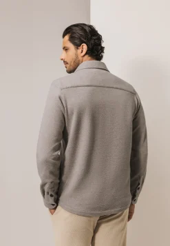 Gemêleerd overshirt met visgraatstructuur