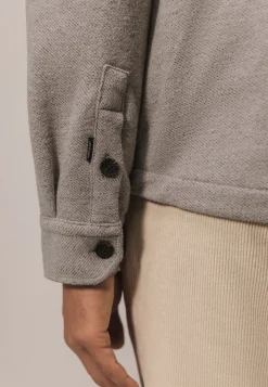 Gemêleerd overshirt met visgraatstructuur
