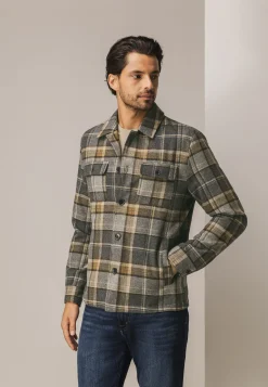 Geruit overshirt van wolmix