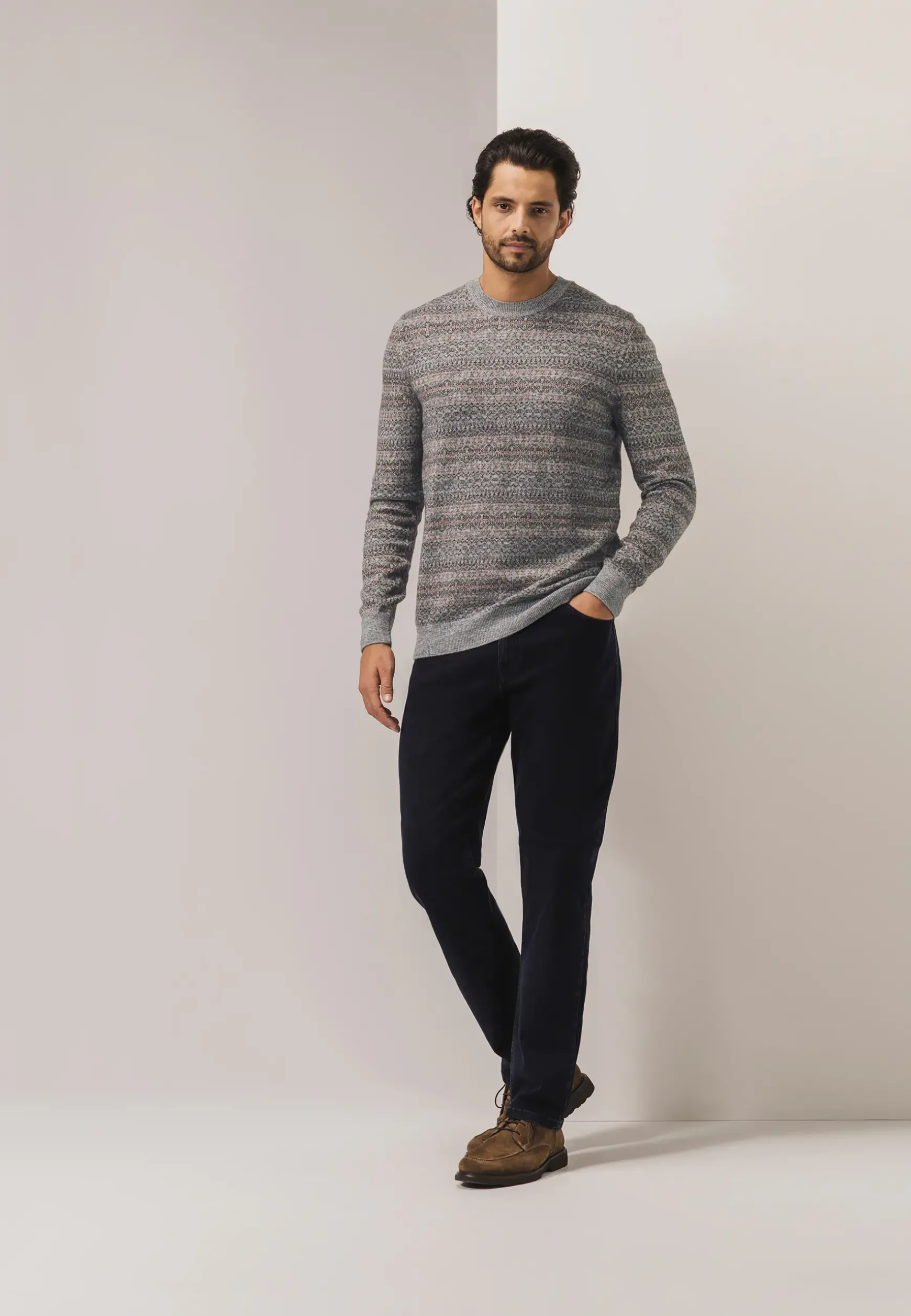 Jacquard trui met ronde hals