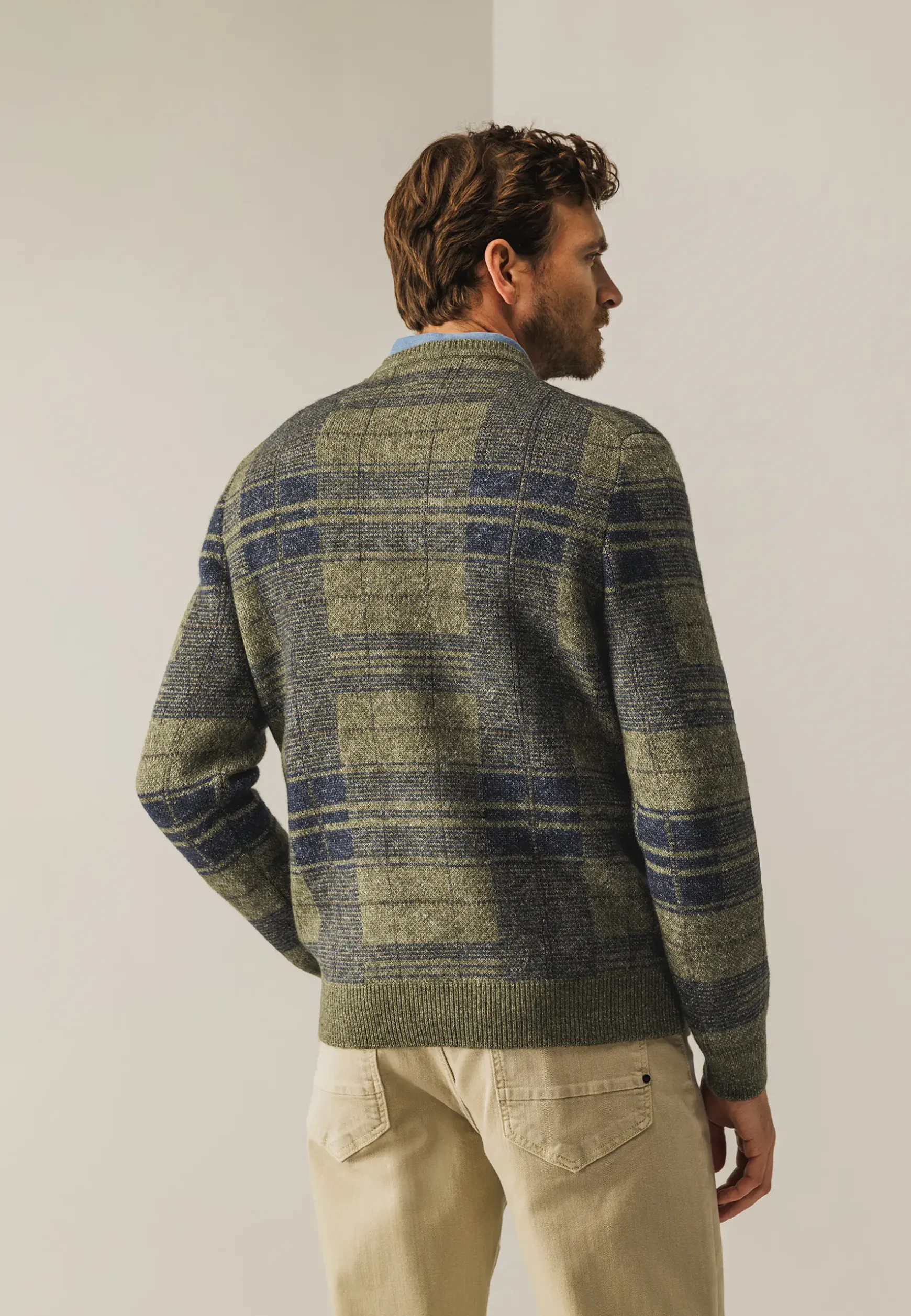Jacquard trui met ruitpatroon