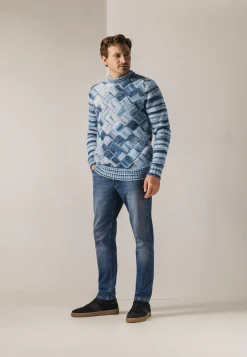 Multi-color trui met ronde hals