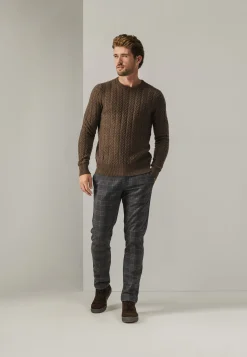 NAVIGATOR geruite chino in stretchstof