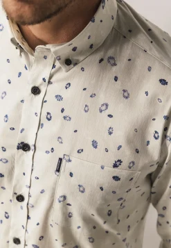 Overhemd met fijne streep en all-over print