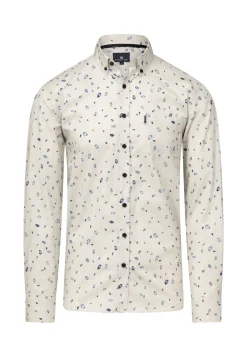 Overhemd met fijne streep en all-over print