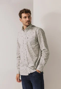 Overhemd met fijne streep en all-over print