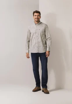 Overhemd met fijne streep en all-over print