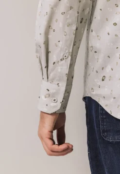 Overhemd met fijne streep en all-over print