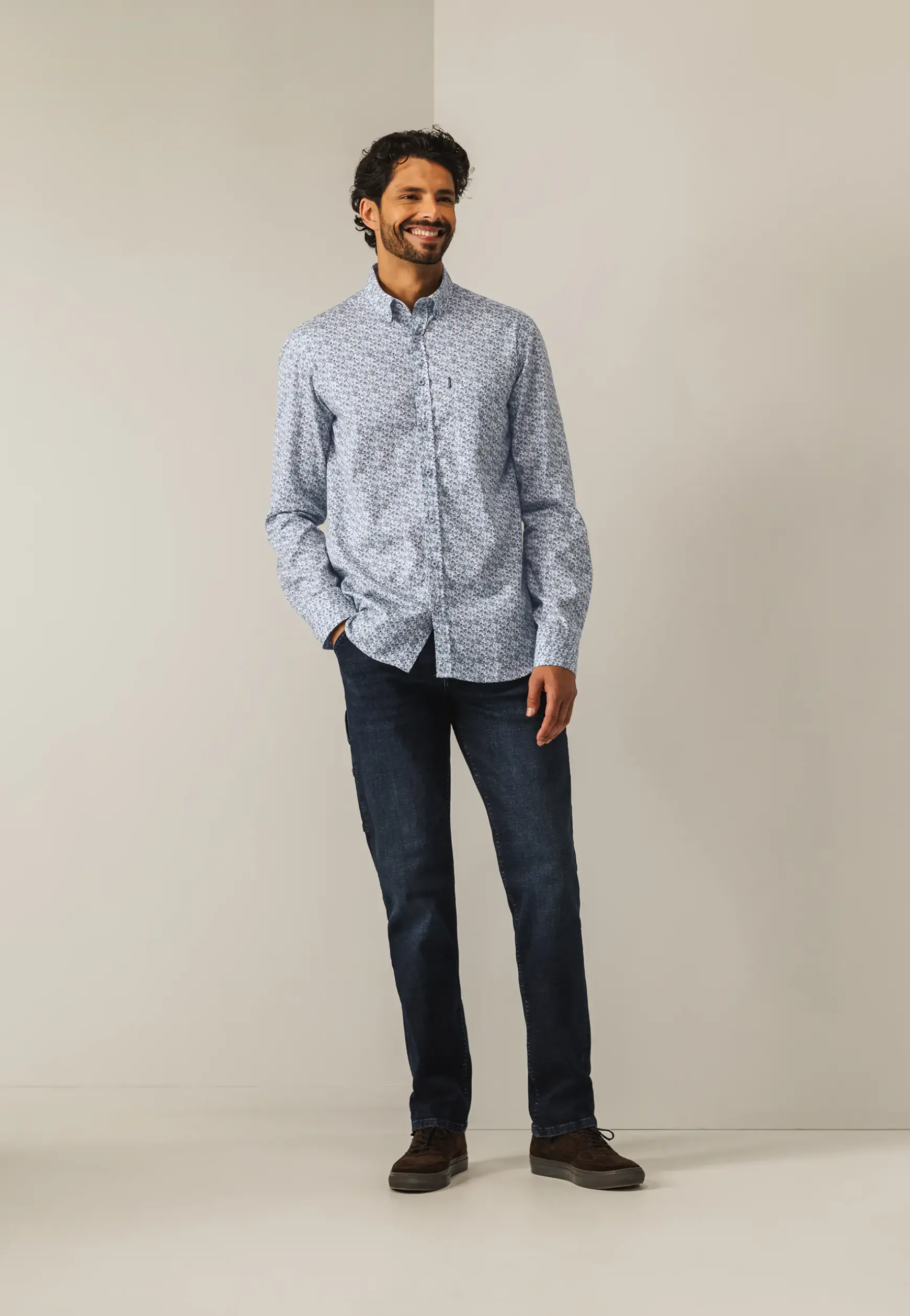 Poplin overhemd met all-over print