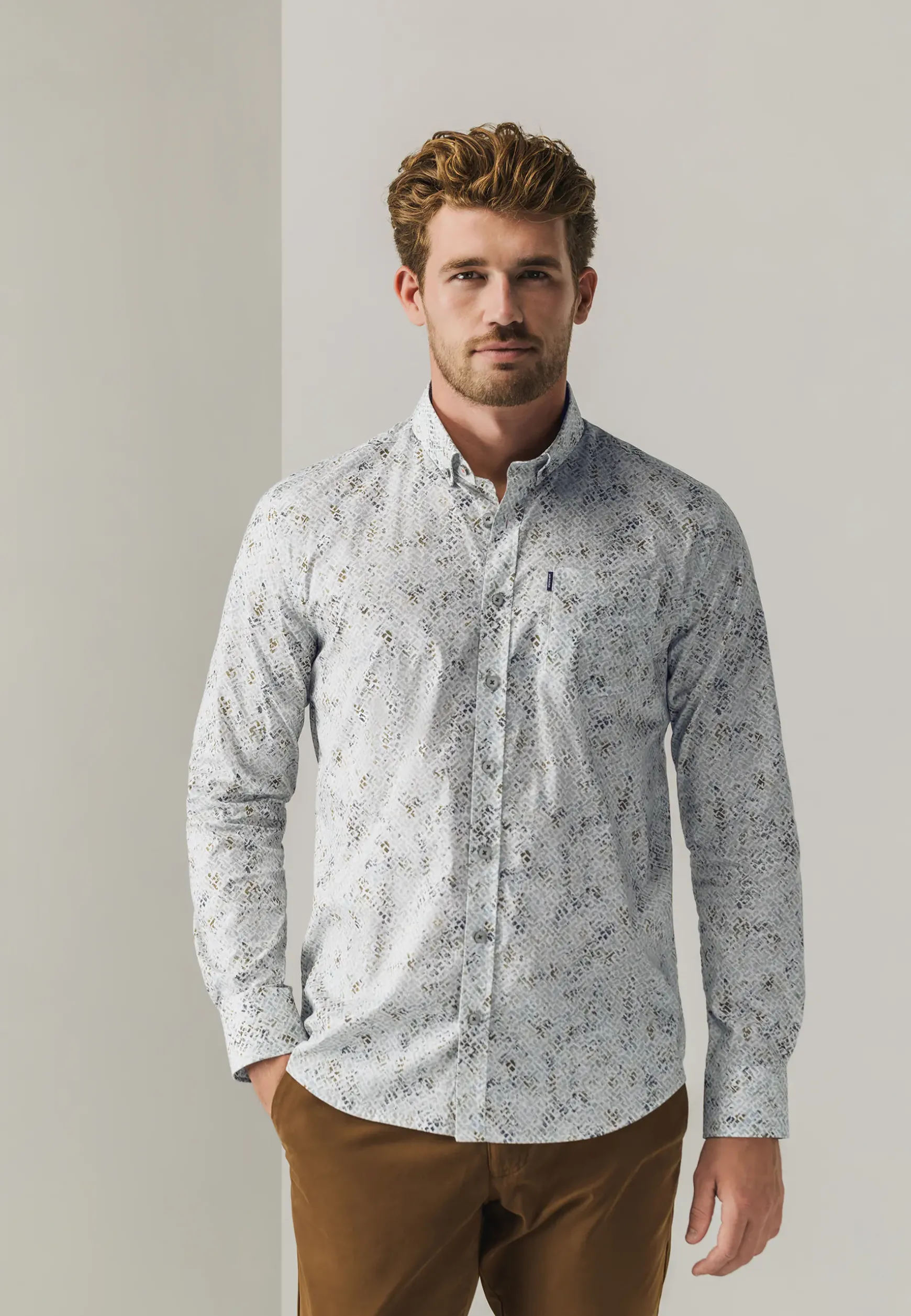 Poplin overhemd met all-over print
