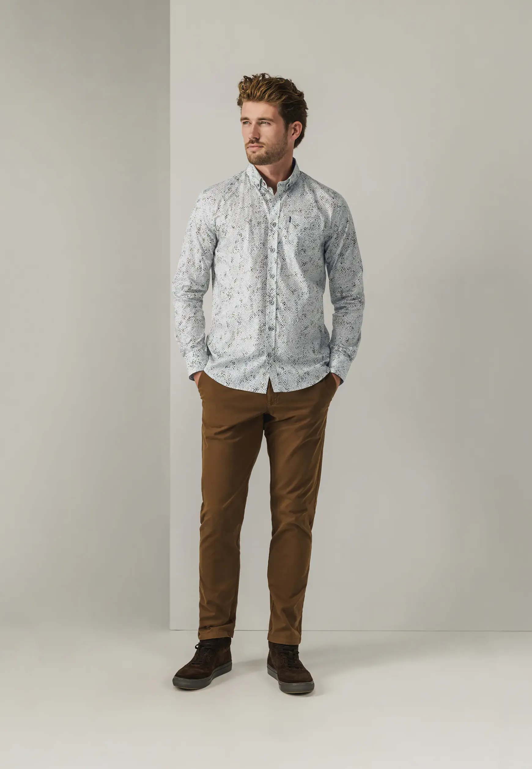 Poplin overhemd met all-over print