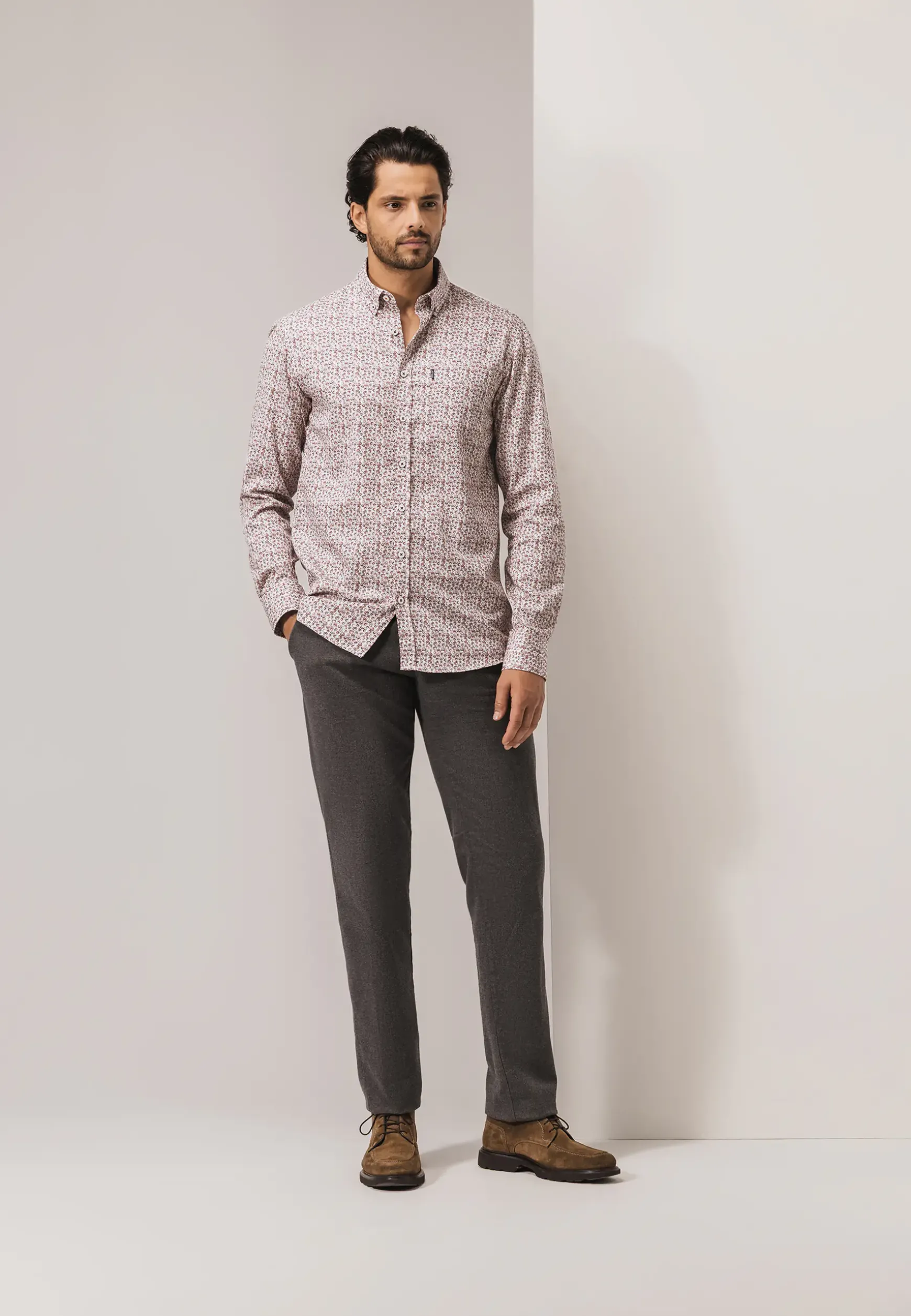 Poplin overhemd met all-over print