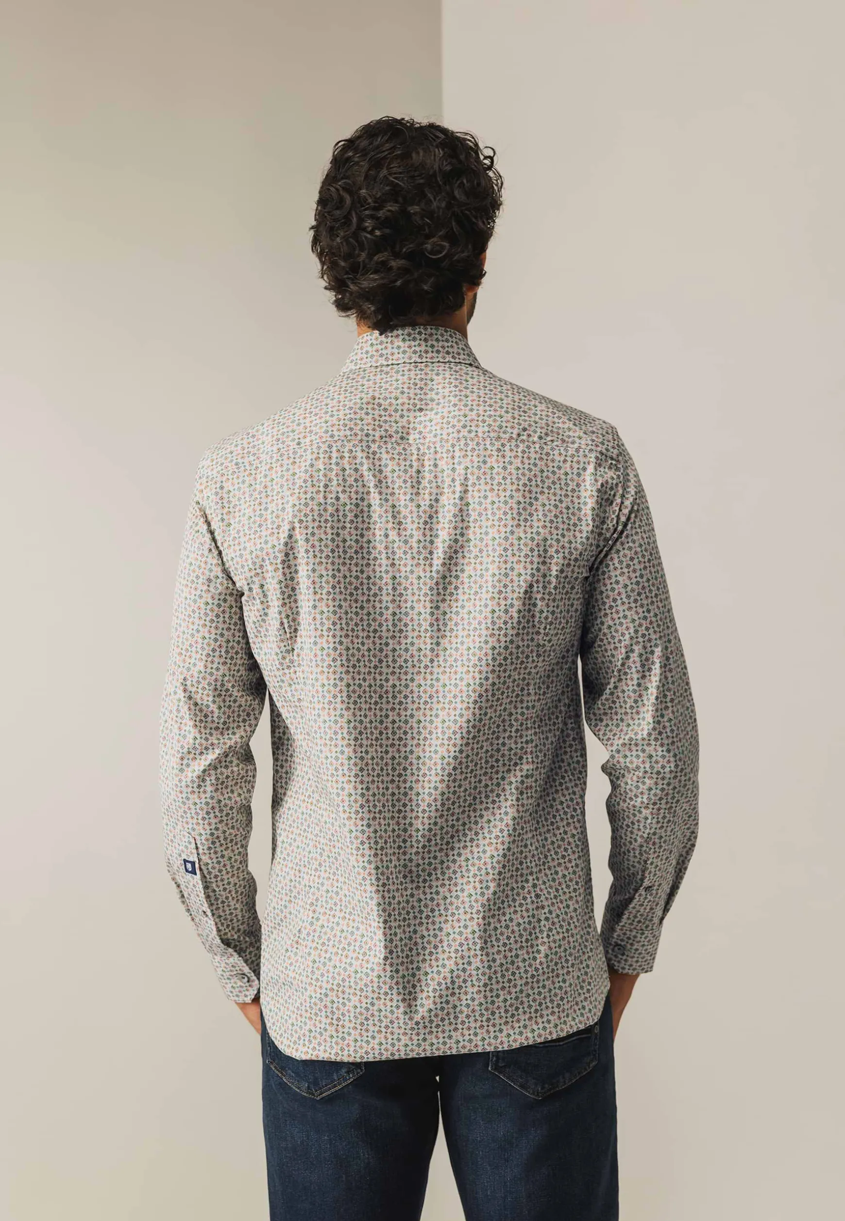 Poplin overhemd met all-over print