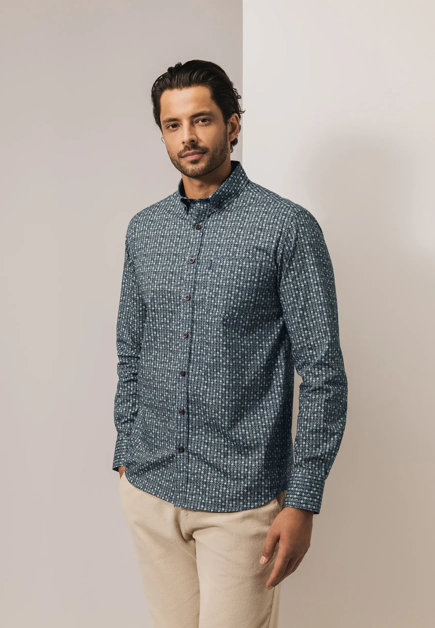 Poplin overhemd met geometrische print