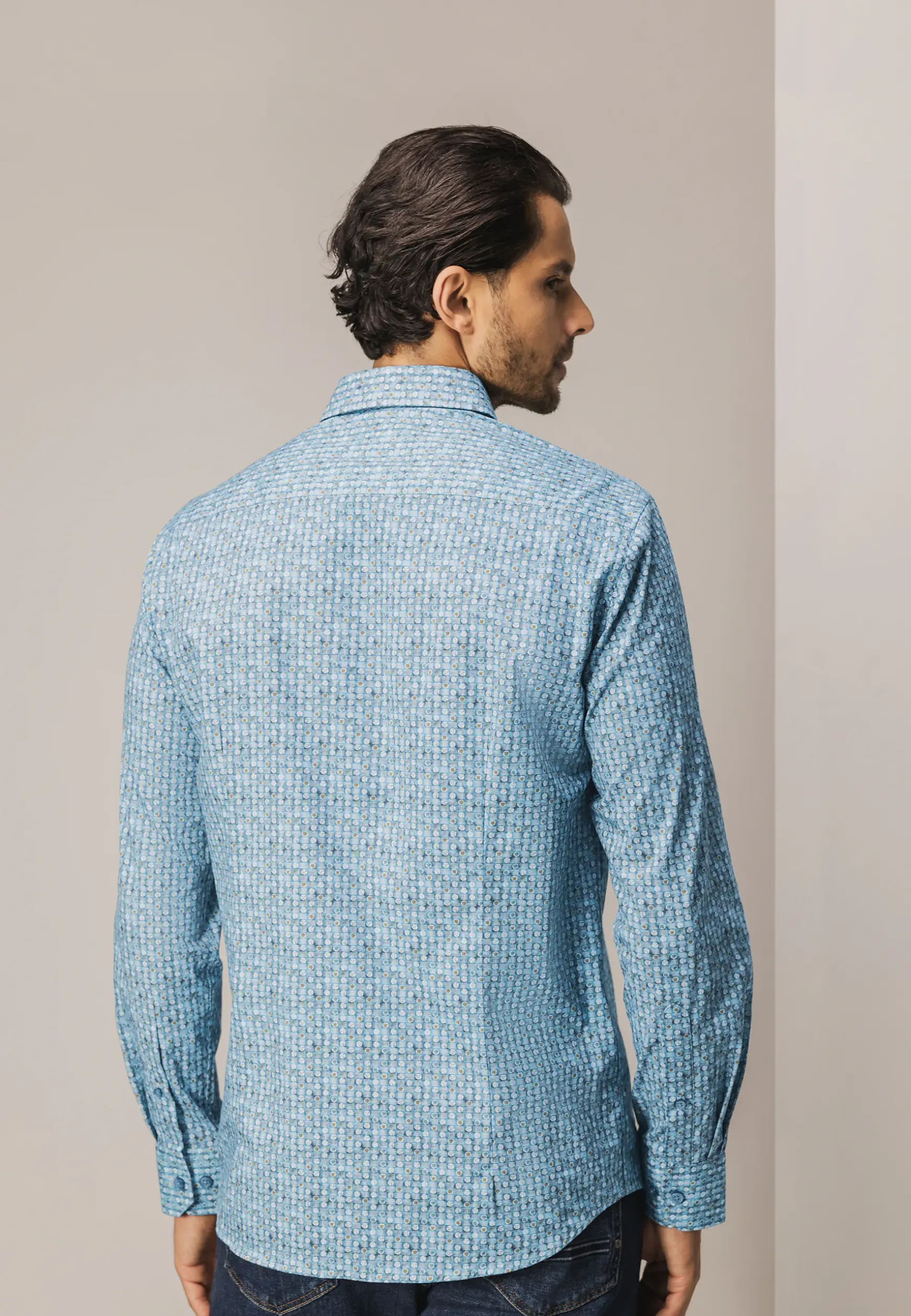 Poplin overhemd met geometrische print