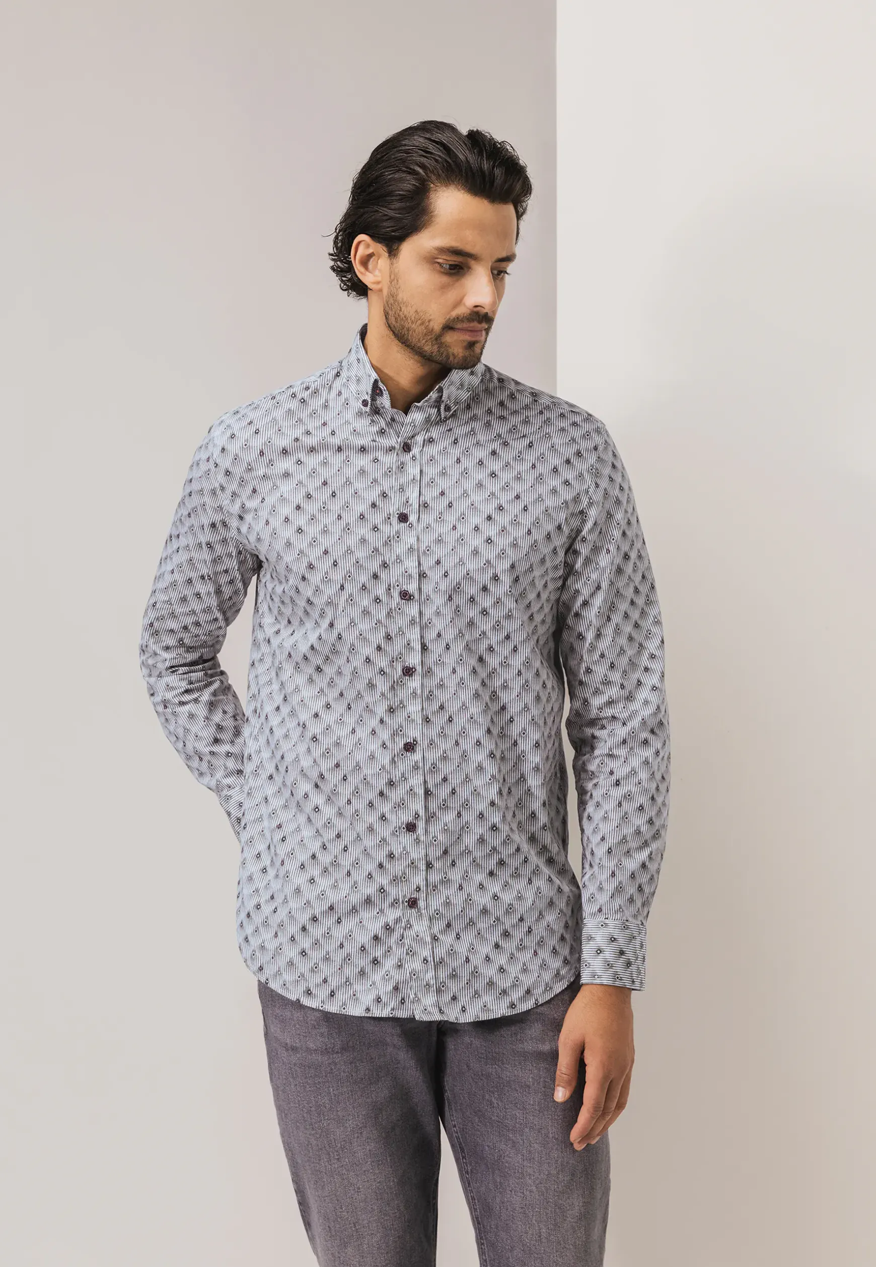 Poplin overhemd met streepdessin