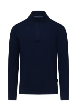 Trui met halve rits en nylon-details