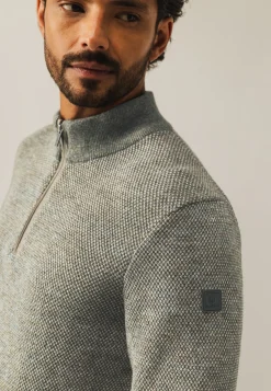 Trui met halve rits en nylon-details