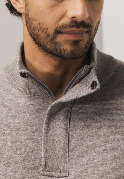 Trui met halve rits en nylon-details